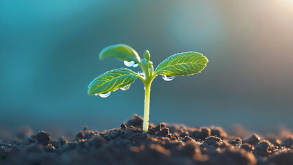 young sprout growing in the soil, generative AI