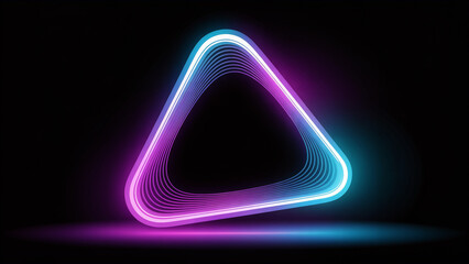  technolog Background, Abstract Glowing Neon Wave Triangle Shape on Dark Background, Abstract technology conсept of purple and blue neon gradient 3d lines. Glowing futuristic waves,  