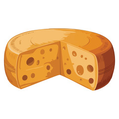 Vector head of cheese in flat style flat icon isolated on white background. Illustration perfect for web, advertising, games, food visuals, and dairy product designs.