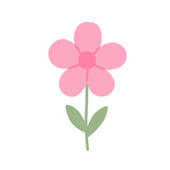 Flat Pastel Pink Blossom Flower Illustration PNG