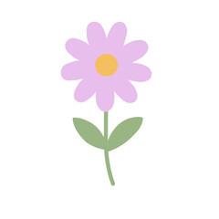 Flat Pastel Light Purple Daisy Flower Illustration PNG