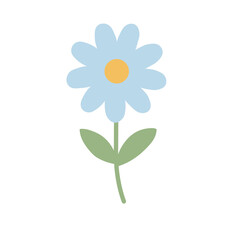 Flat Pastel Blue Daisy Flower Illustration PNG