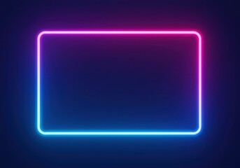 Glowing Neon Rectangle Frame With Pink And Blue Hues image