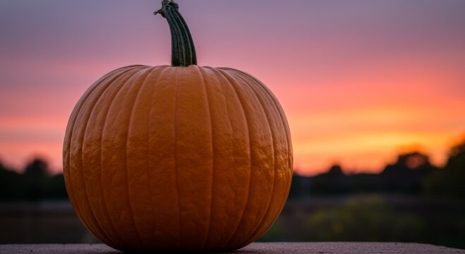 Orange Pumpkin at Sunset