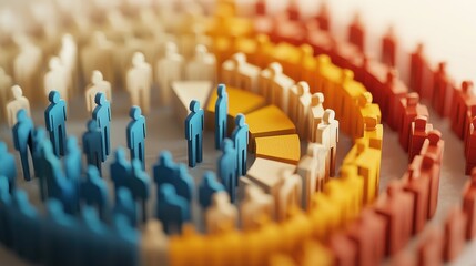 Colorful arrangement of abstract figures in circular patterns representing diversity and unity in teamwork settings