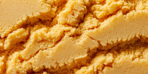Macro close-up of shortbread surface with crumbly golden texture