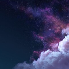 Fototapeta premium Starry night cloudscapes. Vast cosmic clouds, swirling nebulas, and distant stars