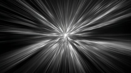 Abstract light speed background motion zoom blur effect black and white art