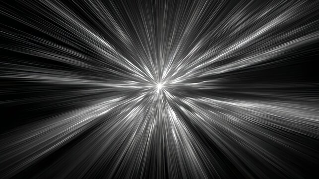 Abstract light speed background motion zoom blur effect black and white art