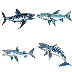 Fototapeta premium Barracuda in a vector style, isolated white background