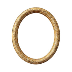 Ornate Gold Round Frame with Intricate Detail on Transparent Background