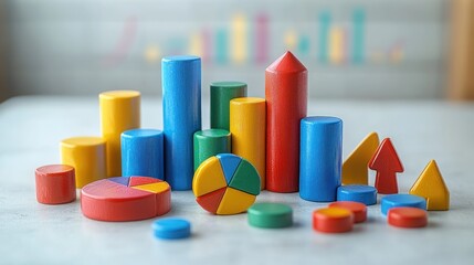 Colorful wooden graphs on table