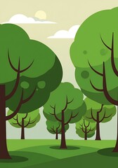 Summer Grove: A Flat Vector Landscape