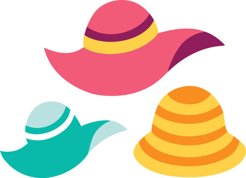 colorful hats set, summer fashion clip art preview