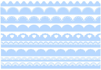 Vector seamless set with jagged edge. Borders and dividers. Repeating frill ornament. Element for your texture ribbons design