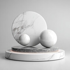 White marble circles and spheres on a pedestal