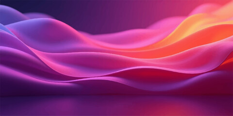 Flowing purple and pink silk lines create a smooth, abstract backdrop