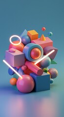 Neon Geometry: A 3D Dreamscape