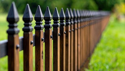 Wooden fence with grass