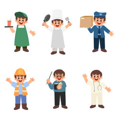 Cute Profession Characters Flat Illustration Pack