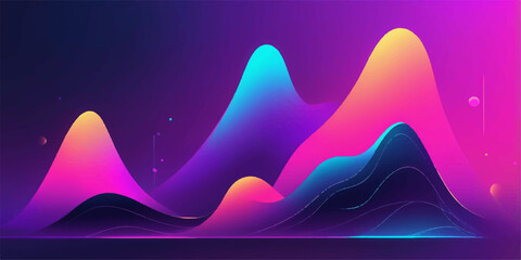 Abstract vector landscape of mountains and water with sun and clouds, a perfect nature design illustration