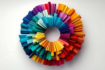 Obraz premium Vibrant spectrum of colorful swatches arranged in a circular design, perfect for creative inspiration and design projects