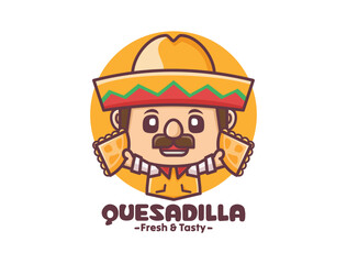 cartoon mascot vector illustration with quesadilla
