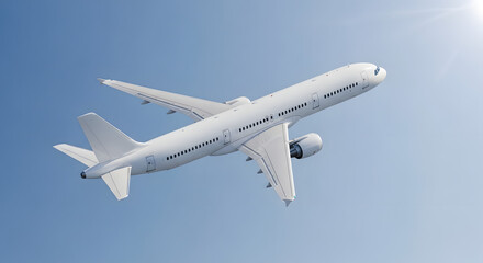 Obraz premium Airplane flying in the sky during daytime with sunlight