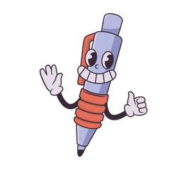 Smiling cartoon pen character giving thumbs up