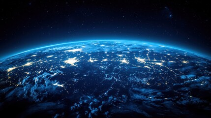 Obraz premium Earth's nightlights, space view, global connectivity, website banner