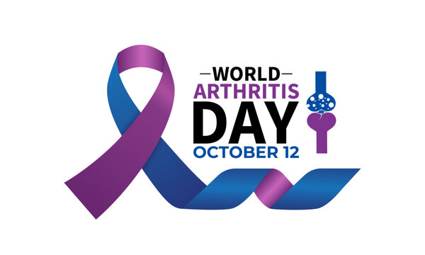 World Arthritis Day is observed globally to raise awareness about arthritis, joint pain, mobility challenges with text inscription October 12. A concept for healthcare and medicine banner design. eps.