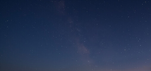 Beautiful bright Milky Way galaxy on the starry sky.  Night sky astronomical background. 