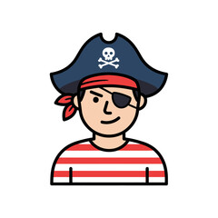 Cartoon Pirate Character with Red Bandana and Eye Patch
