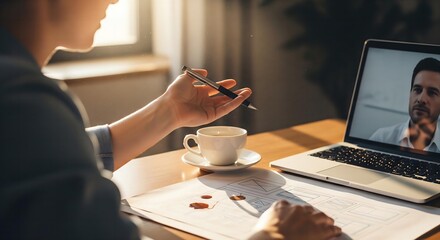 An Authentic, Unposed Moment in a Virtual Design Meeting with a Minor Coffee Spill on the Desk