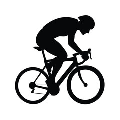 Naklejka premium Silhouette of a cyclist in a racing position on a road bike