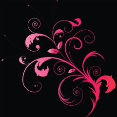 A beautiful red gradient floral pattern with delicate flowers, set against a deep black&nbsp;background.
