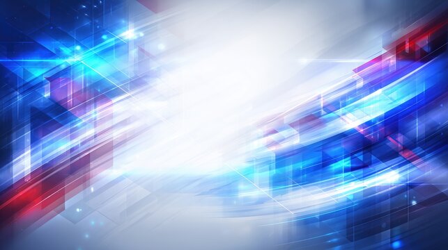 Dynamic abstract digital design with vibrant blue and red light effects for tech concepts