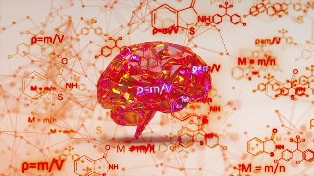Brain with formulas concept. Computer generated 3d render - Powered by Adobe