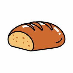Cartoon Illustration of a Freshly Baked Loaf of Bread