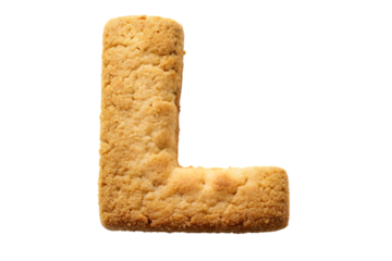Letter L in Cookie Style, Soft and Puffy Snickerdoodle Design, Isolated on Transparent Background, PNG, AI Generated