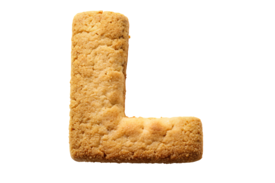 Letter L in Cookie Style, Soft and Puffy Snickerdoodle Design, Isolated on Transparent Background, PNG, AI Generated