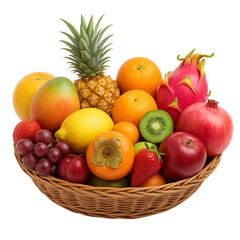 Colorful Assorted Tropical Fruits Isolated on White