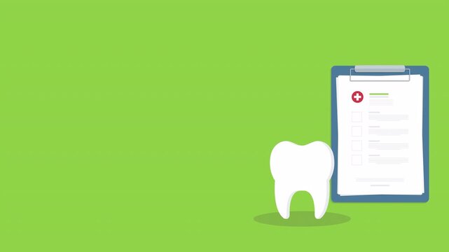Dental insurance, dental care concept. Dental insurance form, tooth and shield , flat design graphic elements