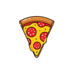 Cartoon Pizza Slice with Melted Cheese and Pepperoni