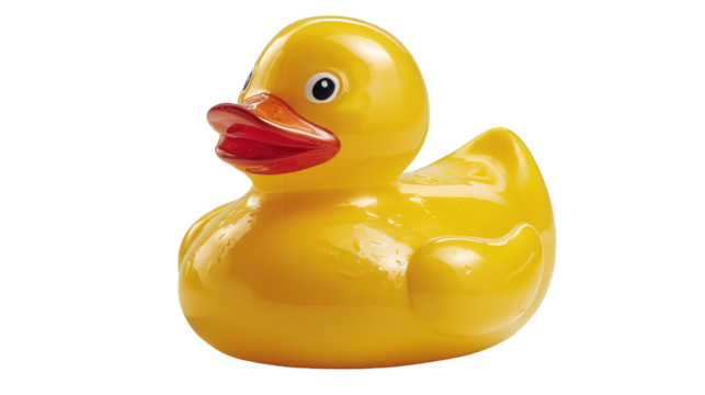 Yellow Rubber Duck Toy on Transparent Background