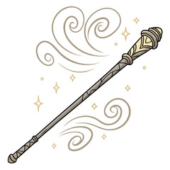 Vector art of enchanted magic wand with sparkles
