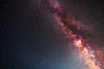 Beautiful bright Milky Way galaxy on the starry sky.  Night sky astronomical background. 
