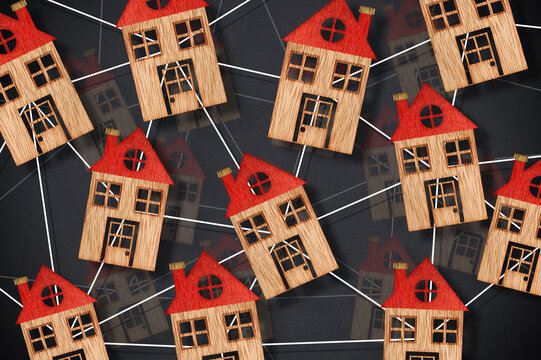 HOMEOWNER ASSOCIATION CONCEPT with residential homes models connected to each other