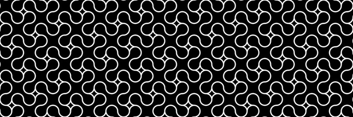 horizontal seamless black melted cross circle pattern for design and background.