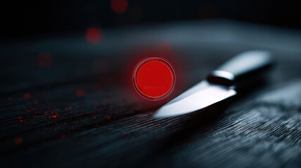 Notification pop-up with knife symbol, threat concept